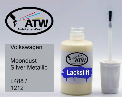 Volkswagen, Moondust Silver Metallic, L488 / 1212: 20ml Lackstift, von ATW Autoteile West.